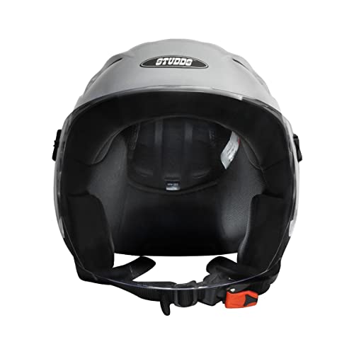 Image of STUDDS RAY Super STUDDS RAY ISI Certified Open FACE Helmet for Men and Women with D - Ring Lock (Silver Grey XL)