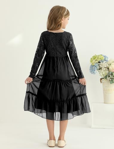 Girls Dresses Elegant Long Sleeve Lace Dress Kid Girl Clothes Size 5-11 Years4
