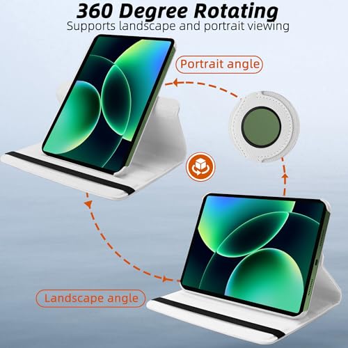 Image of TGK 360 Degree Rotating Flip Cover Case for Xiaomi Mi Pad 8 /8 Pro /Mi Pad 7 /7 Pro 11.2 inch Tablet (White)
