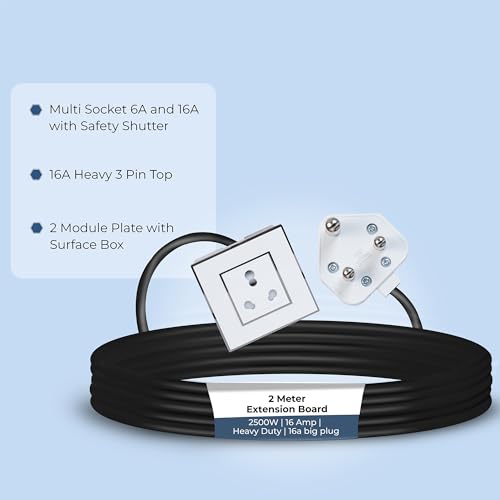 Image of Extension Board Heavy Duty Multi Socket 15A /16A /20A 240Volts (2500 Watts 16A Big Plug, 2 Meter)