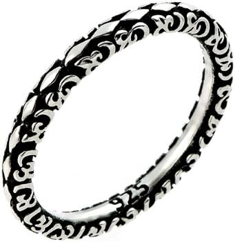 2.5mm Antiqued Marquis Flora Design Stackable Sterling Silver Ring