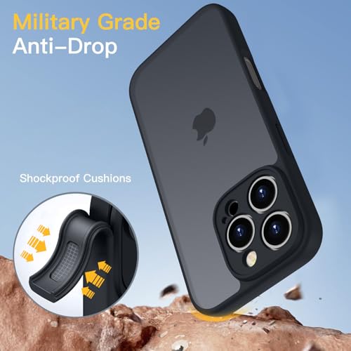 Coque iPhone 16 Pro noire antichoc rigide rigoureuse matte