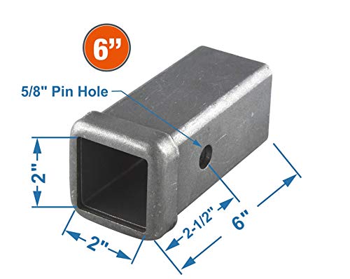 Image of TOPTOW 64453 Trailer Hitch Receiver Tube 2-inch X 6-inch Length Combo Bar, Weld on Raw Steel