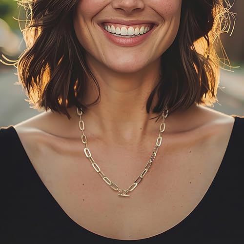 Ross-Simons Italian 14kt Yellow Gold Paper Clip Link Toggle Necklace2