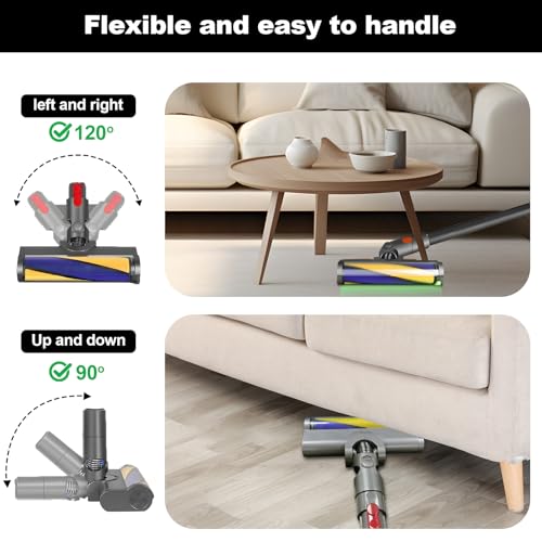 Softwalze Bodendüse Kompatibel mit Dyson V7 V8 V10 V11 V15 Staubsauger, Mikrofaser-Samt-Rollenbürste, Bürste Ersatzteile mit Staubanzeige-Funktion, für Hartböden und Teppich