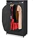 Whitmor Portable Wardrobe Clothes Closet Storage Organizer with Hanging Rack - Black Color - No-tool Assembly - See Through Window - Washable Fabric Cover - Extra Strong & Durable - 19.75 x 36 x 64"