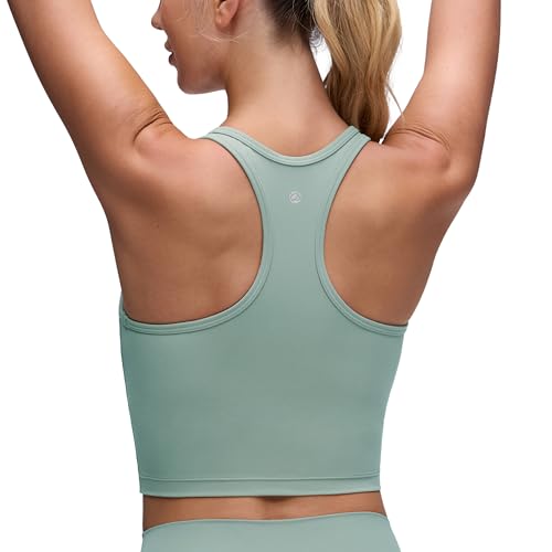 Image of CRZ YOGA Butterluxe Racerback Crop Tank Tops | Light Support, Removable Pads, Yoga, Extremely Soft, Scoop Neck, Longline Sports Bras for Women