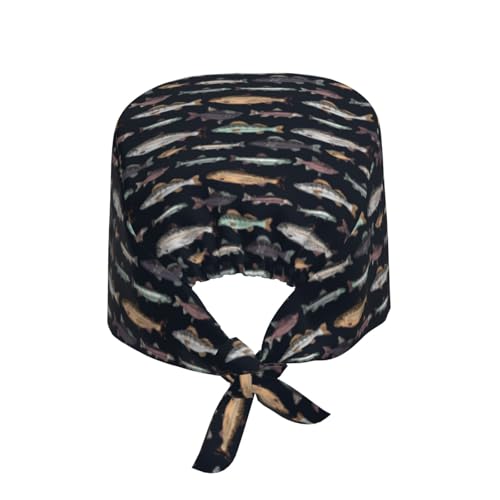 Image of Working Cap Scrub Cap with Sweatband Adjustable Unisex Women Tie Back Hat Nurse Surgical Caps
