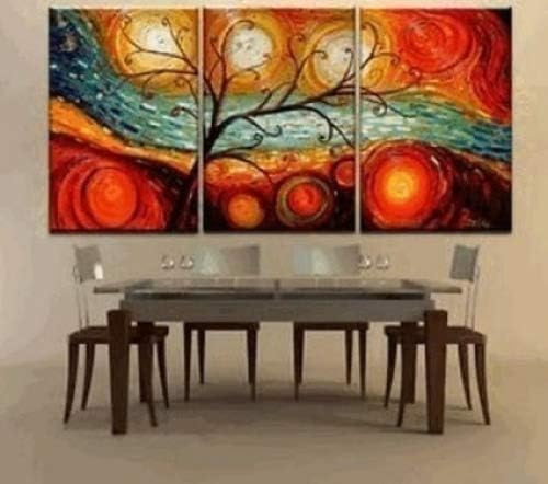 100% Hand Painted Abstract Landscape Colorful Tree Artwork Home Wall Decor Art Oil Paintings on Canvas, Unstretch No Frame