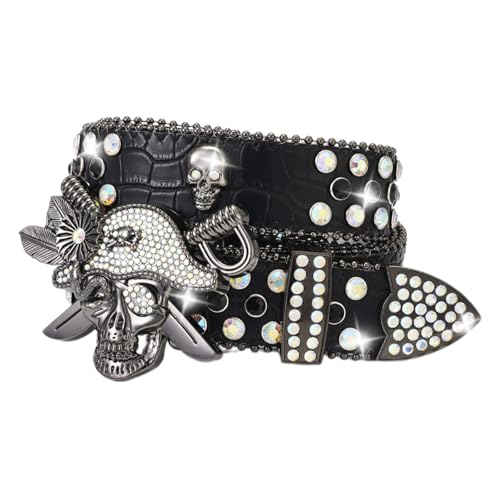 Crystal Pirate Buckle Belt For All Age BlingBling Sequined Belt Cool Vintage Pants Belt Street Dance Belt Eye Catching