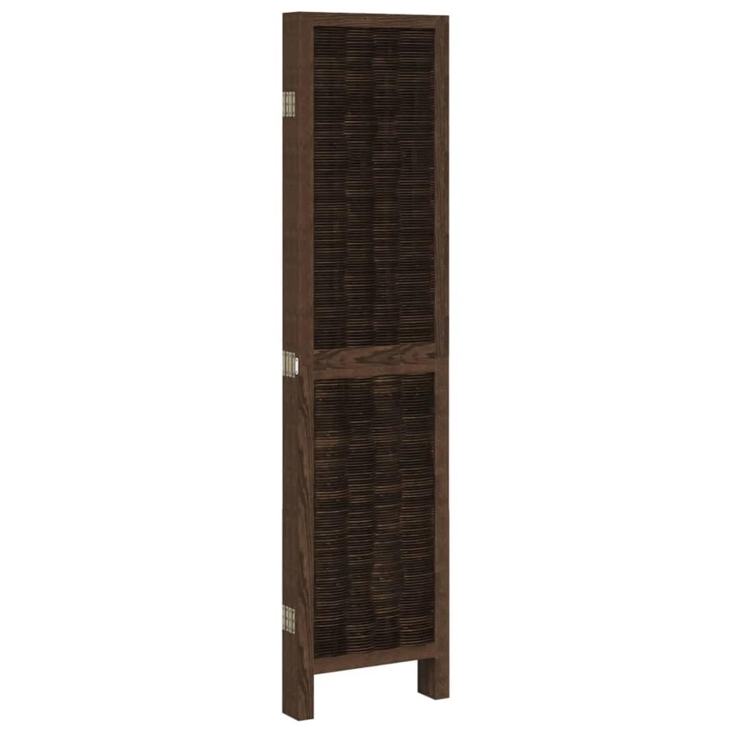 Paravento in legno massello, 5 pezzi, marrone scuro, 160 cm