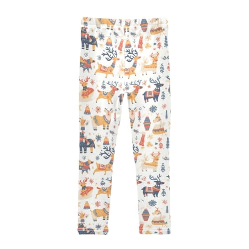 Christmas Pattern Reindeer Kids Girl's Leggings Fashion High Waisted Leg Yoga Pants Gym2