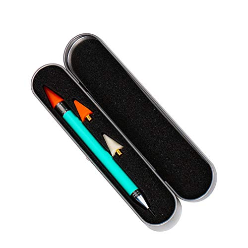 Festnight Nail Rhinestone Picker Dotting Tool with Extra Wax Head Dual-ended DIY Nail Art Tool with Case Acrylic Handle