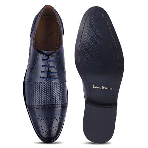 Image of LOUIS STITCH Formal Shoes for Men | Genuine Leather, Stylish Lace-Up for Business, Office, Party & Wedding (LSEUWEOX )