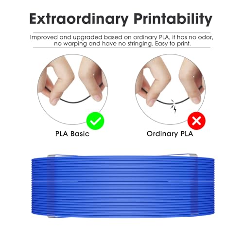 Image of eSUN PLA Basic Refilament 1.75mm, 3D Printer Refill High Speed PLA for Fast Printing, 1KG per Roll, 2 Rolls Spoolless 3D Printing Filament for High Speed 3D Printers, Blue