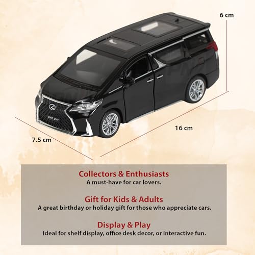 Image of Alloy Metal Pull Back Die-cast Car 1:32 Various Models with Sound & Music, Toy Cars for Kids Durable and Fun Gift for Boys and Girls (Black Lexus LM300)
