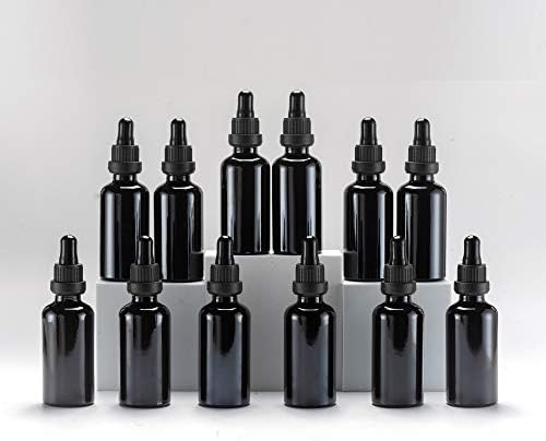 YIZHAO 50ml Amber Dropper Bottle, Empty Eye Glass Dropper Bottles with [Glass Pipette Dropper],Small Sample Glass Bottles,for Essential oil Diffuser,Massage,Beauty Oil Mix  12 Pcs