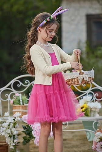 Arshiner Bolero für Mädchen Button Downe langärmliger Strick-Bolero Strickjacke Schuluniform Bolerojäckche Kinder mit Knopfverschluss Cremeweiß 140