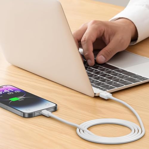 Image of Fast iPhone Charger Cable, Apple Lightning to USB Cable Cord, 2.4A Fast Charging, Apple Phone Long Chargers for iPhone 14 /13 /12 /11 / X /XS /XR /8 /7 /6 /SE Plus Pro Max Mini, 2M, White