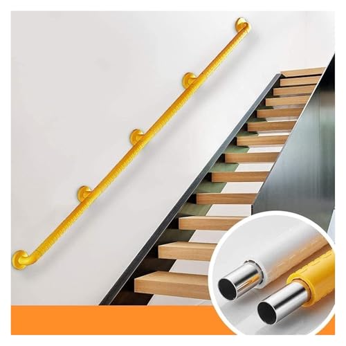 Rampe d'escalier en acier inoxydable de haute qualité jaune 80 cm avec support mural fixe - 6
