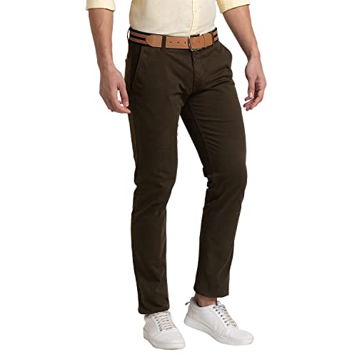 Image of Parx Men's Cotton Blend Rfd Pattern Low Rise Tapered Fit Flat Front Casual Trouser