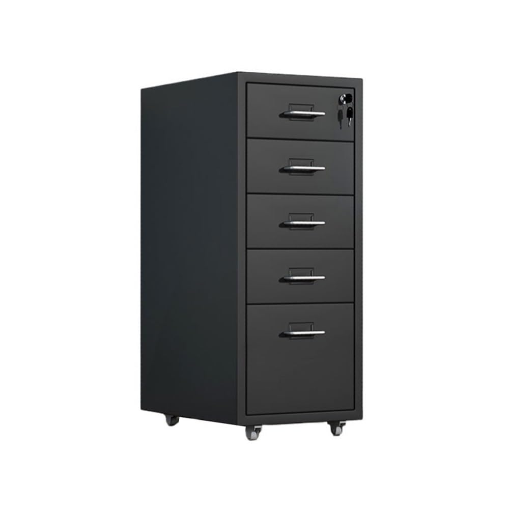 Aioneer Filing Cabinet For Home Office Thickened Cold-Rolled Steel Chest Of Drawers Storage Cabinet Multifunctional Data Organizer Cabinet 5 Layer Large Capacity Office File Cabi-Black