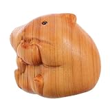 JUMPLAWN Holztiere Figuren Handgeschnitzt Naturholz Dekoration Schreibtischornament Wohnraumdesign Geschenkidee Sammlerstück Hamsterstatue Skulptur