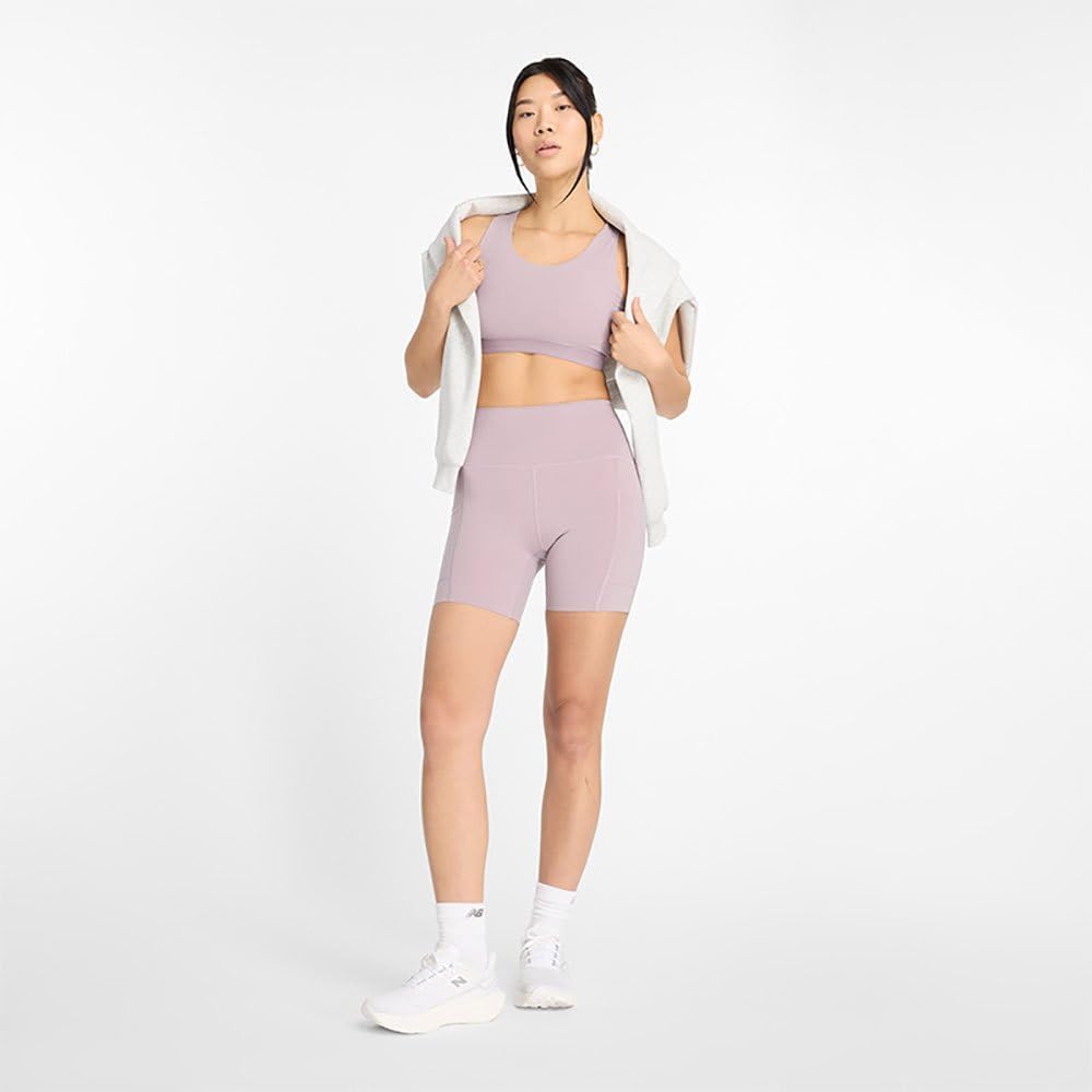 New Balance Womens Nb Sleek Pocket High Rise Short 6" - Image 5