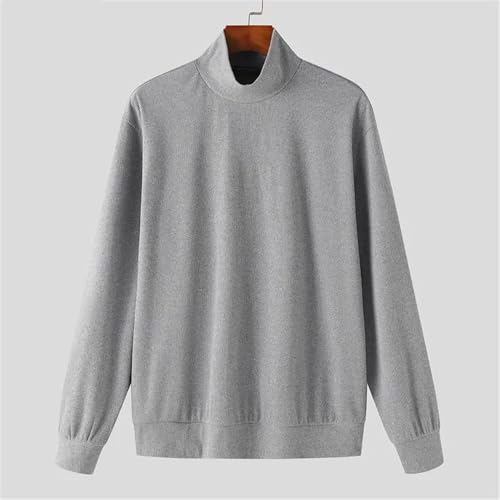 2024 Men's Fashion Large Size Solid Color Turtleneck Casual Warm Pullover Sweater2