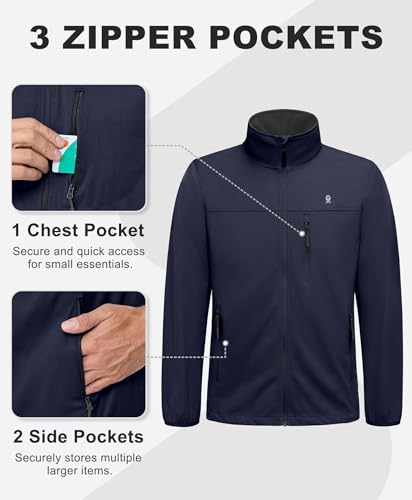 Little Donkey Andy Men's Lightweight Softshell Jacket Windbreaker Waterproof Jacket with 3 Pockets for Running Golf Hiking4