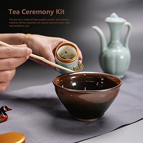 Yosoo123 Juego de té japonés, Juego de batidor de té Matcha de 8 Piezas, Soporte para batidor de bambú, Kit de Polvo de… - Imagen 4