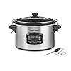 Hamilton Beach Portable 6 Quart Set & Forget Digital Programmable Slow Cooker with Lid Lock, Temperature Probe & Defrost Setting, Dishwasher Safe Crock & Lid, Silver (33869)