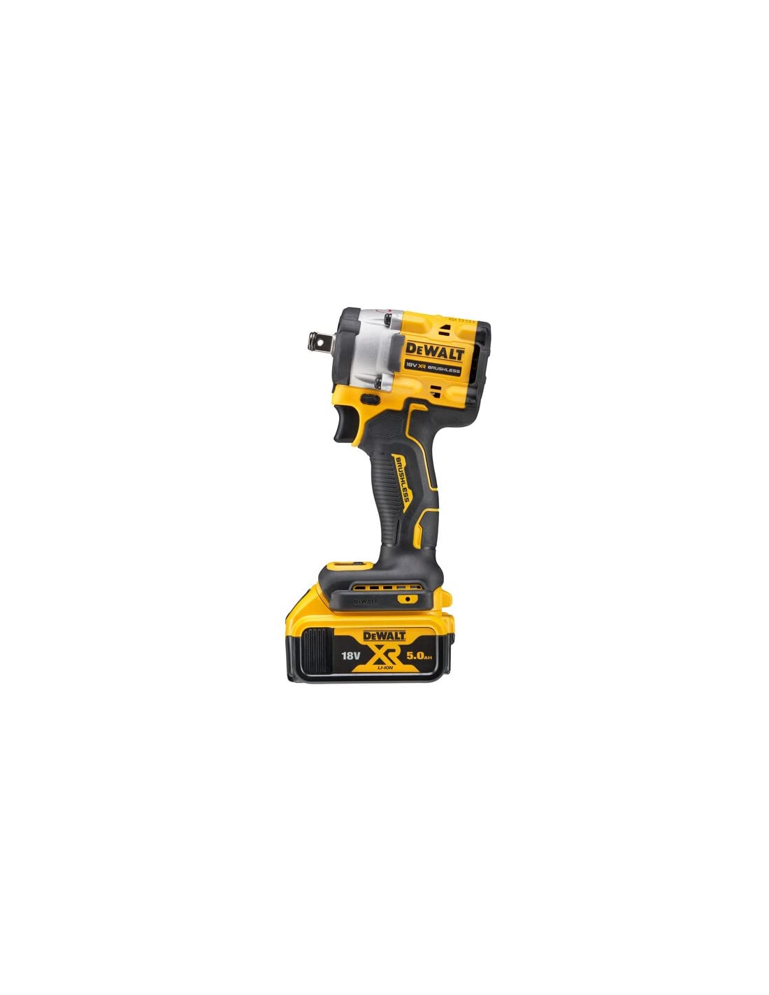 DeWalt Llave Impacto sin escobillas XR 18V 1/2" 406Nm con anillo de retención con 2 baterías Li-Ion 5Ah y maletín TSTAK, Multicolor