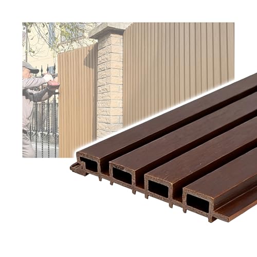 GOCHUSX Pantalla De Privacidad De Madera Y Plástico, Paneles Compuestos para Exteriores, Valla Decorativa para Paredes Exteriores para Jardín, Patio Y Patio Trasero(marrón,21.6x170cm)