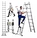 5 m Lange Teleskopleiter, Doppelzweck, Metall, leichte Teleskopleiter mit Stabilisator, kompakte Trittleiter, 150 kg Tragkraft (2,5 m + 2,5 m)