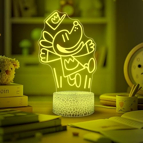 Image of Officially Licensed Dog Man Night Light - 7 Color LED 3D Illusion Lamp with Removable Base & USB /Battery Power, Kids Bedroom Decor, Book & Movie Fan Birthday Christmas Gift for Boys & Girls