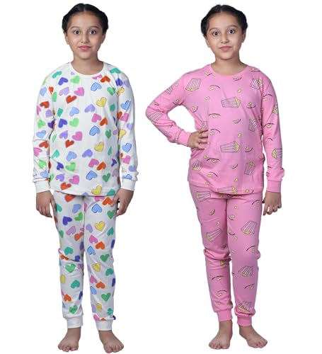 Image of Hestia | H.NSG.N.1 | Kids Girls Nightwear | Sleepwear | Cotton |Trouser Full Sleeves Tshirt | Elastic Waist |Night Dress with Pyjama Tshirts for Girls|All Over Horse Printed |Blue Color 4-6Yrs |Set 1