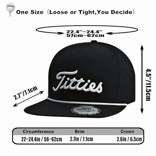 Image of Bamveio Funny Titteiss Golf Hats Flat Bill for Men Women,Titties Golf Gifts Baseball Cap for Adults Humor,Black 5