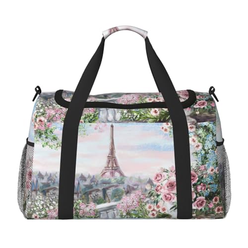 Sac à main de week-end Tour Eiffel en toile premium pour sport et yoga