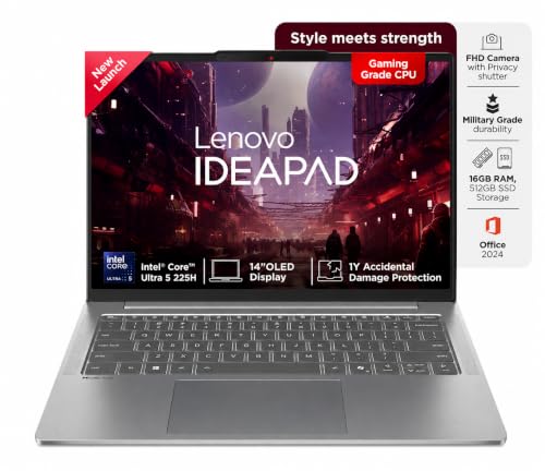 Image of Lenovo IdeaPad Slim 5 Intel Core Ultra 5 225H (16GB RAM /512GB SSD /14 (35.5cm) /WUXGA OLED /Copilot+ PC /Windows 11 /MSO 365 Basic+Office 2024 /Backlit Keyboard /1Yr ADP Free /Grey /1.4Kg), 83NC002SIN AI PC