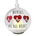 Nurse Ornament – Glass Ball Christmas Ornament with LED Votive Candle and Glitter – Hand-Painted with Nurses are All Heart – Heartbeat Design