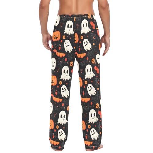 Pumpkins Spirits Men's Cotton Pajama Pants with Pockets and Drawstring Comfortable and Stylish,S3