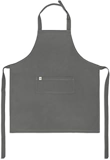 Walra Fartuch kucharski damski i męski Cook with Happiness, 75 x 90 cm, 100% bawełna fartuch kuchenny z regulowanym paskiem i torbą - czarny