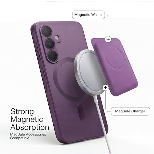 Image of amazon basics Premium Mag-Safe Case for Samsung Galaxy A17 5G | Shockproof & Anti-Scratch Cover | Soft Silicone with Wireless Charging | Camera Lens Guard - Purple