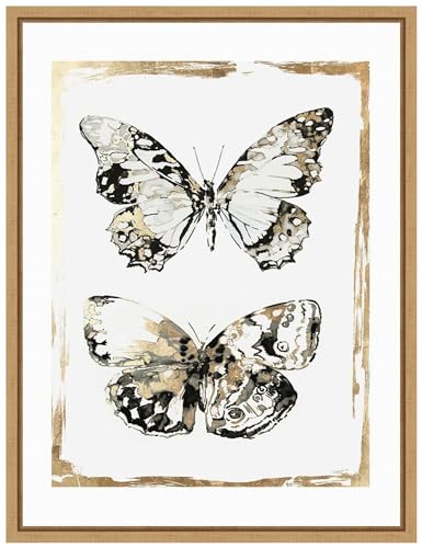 Amanti Art Framed Canvas Wall Art 24x18 Butterfly Wings by