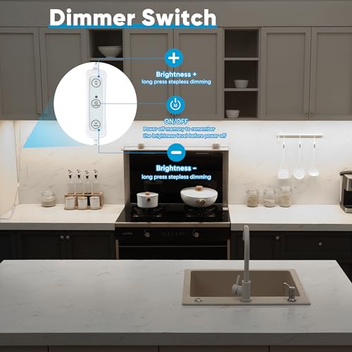 Image of Under Cabinet Lights Plug in, 3 pcs 12 Inches LED Light Strip Bars. Super Bright Dimmable Linkable for Kitchen Under Cabinets Shelf Work Space Desk Closet Lighting. Daylight 5000K (Pack of 3)
