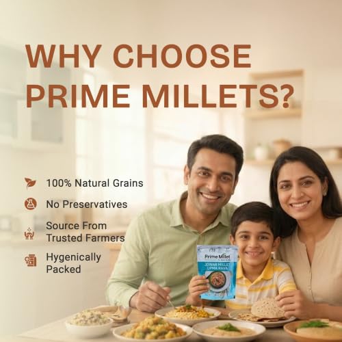 Image of Prime Millet For Good Health Organic Jowar Upma Rava | Premium Sorghum Millet Upma Mix | High Fiber Superfood | Gluten Free Healthy Breakfast Ingredient | Supports Healthy Digestion | Natural Unpolished Jowar Rava | Ancient Grain Nutrition (250 Gram)