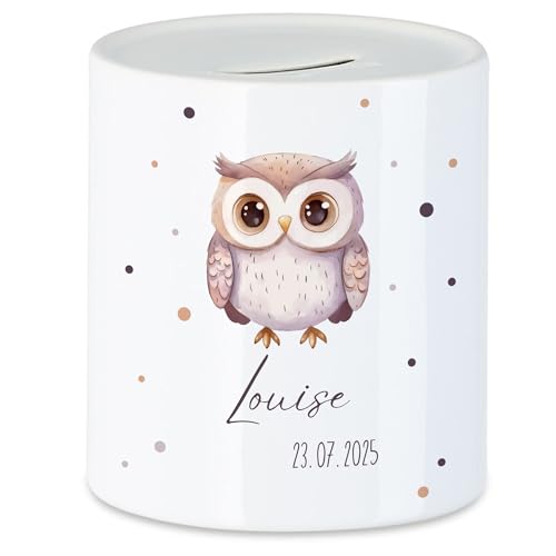 Kiddle-Design Tirelire pour enfants avec nom personnalisé, motif animal hibou, cadeau pour fille...