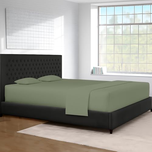 Image of SGI Bedding 84 inch W x 84 inch L 4Pc Emperor /Wyoming King Sheet Set 100% Egyptian Cotton - 600 Thread Count, Fits 12 inch Deep Pocket - Soft Breathable Oversized Sheets, for Extra Large Beds - Moss