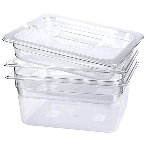 GN Behälter 1/2 aus Polycarbonat (PC) - Höhe 200 mm - 11,0 Liter Inhalt - transparent - geeignet für ALLPAX Sous Vide Garer SVU & SV3 App